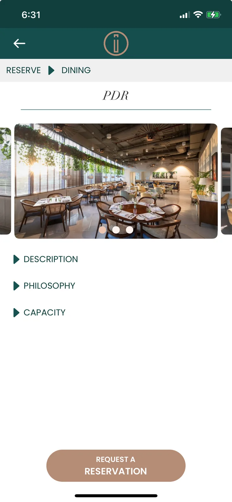 Reserving a private dining room