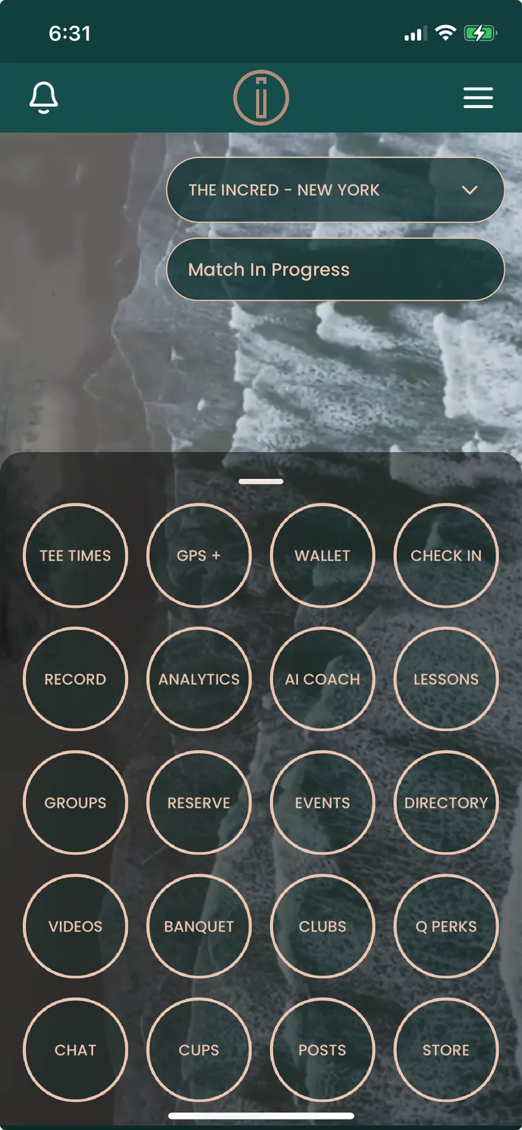 The club&rsquo;s own home screen and module menu