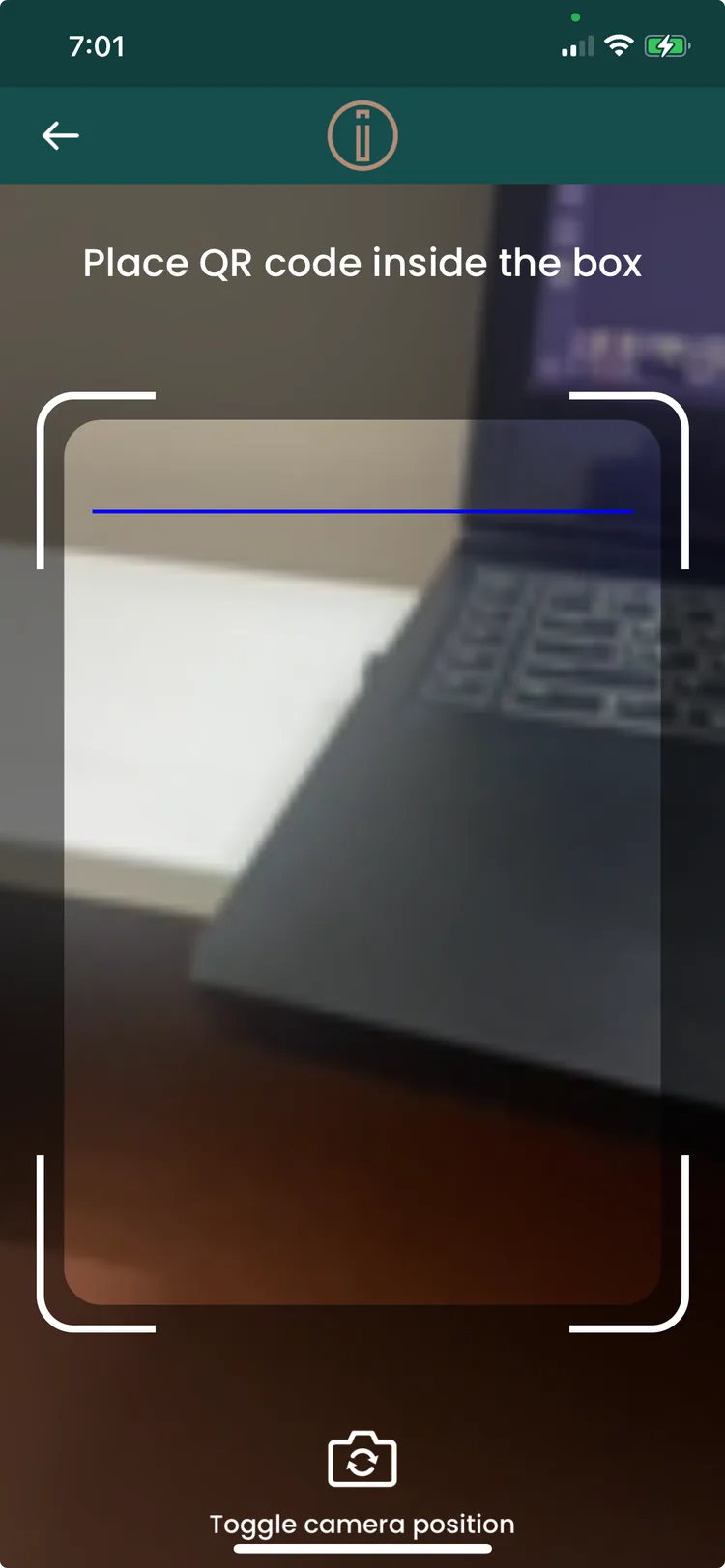 Tablet camera scanning a member's QR code